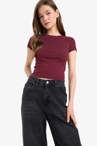 Defacto Coool Fitted Ribana Kısa Kollu Tişört E0288ax25aubr98 Bordo