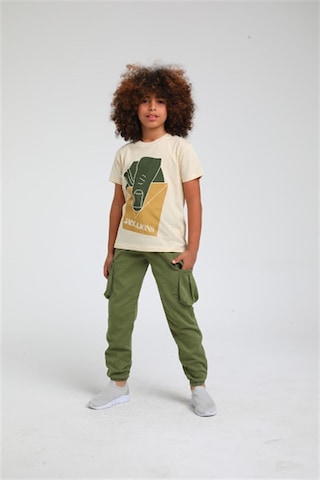 Escabel Erkek Çocuk Pamuklu Jack Lions Yazılı Tshirt-12835-krem Krem