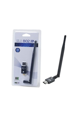 300Mbps Wireless USB Wi-Fi Adaptör Dongle 5Dbi Anten Network Lan