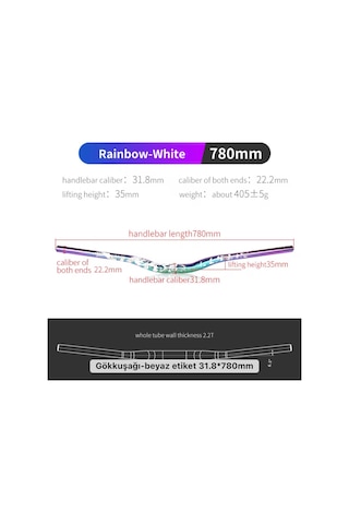 Lunje All Ride Açılı 9mm Gidon Rainbow 31.8mm Sarı Çok Renkli