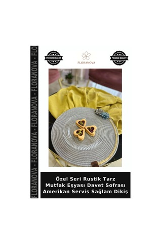 Özel Seri Rustik Tarz Mutfak Eşyası Davet Sofrası Amerikan Servis Sağlam Dikiş Çok Renkli