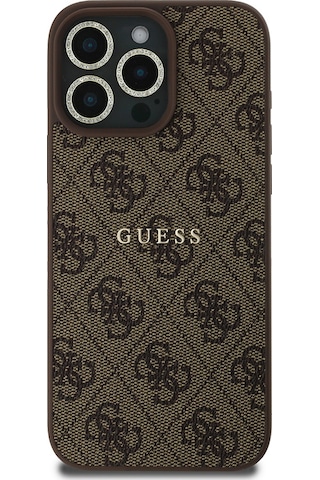 Apple iPhone 16 Pro Max Guess Lisanslı 3in1 Aksesuar Seti Kılıf + Ekran Ve Lens Koruyucu Kahverengi