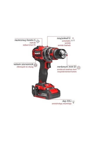 18v Kömürsüz Akülü Darbeli Vidalama Ve Delme Seti, 60 Nm Tork