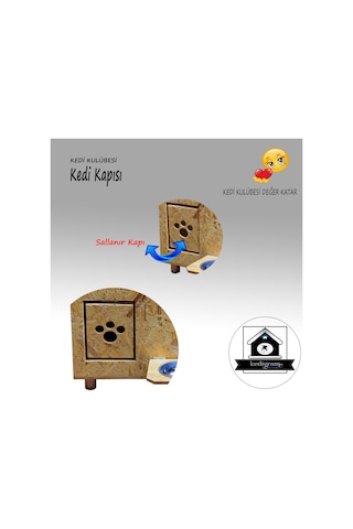 Kedigram Kedi Kulübesi Kedi Kapısı Kulübesi Kapısı 11.5 x 14 CM