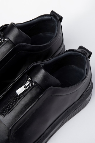 Ducavelli Ventu Erkek Hakiki Deri Sneaker, Fermuarlı Sneaker, Hakiki Deri Sneaker, Erkek Sneaker Siyah
