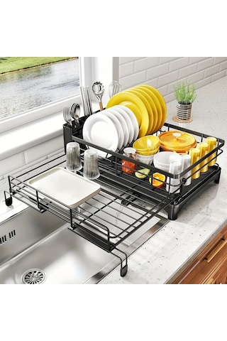 Honeybeeshop 1 Adet Genişletilebilir Büyük Mutfak Eşyası Rafı Uzatılabilir Tezgah Üstü Paslanmaz Çatal Bıçak Ve Bardak Kurutma Askılık