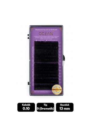Ocean 0.10d Dramatik Kıvrım 13 Mm Soft Eyelash Doğal İpek Kirpik 16'lı