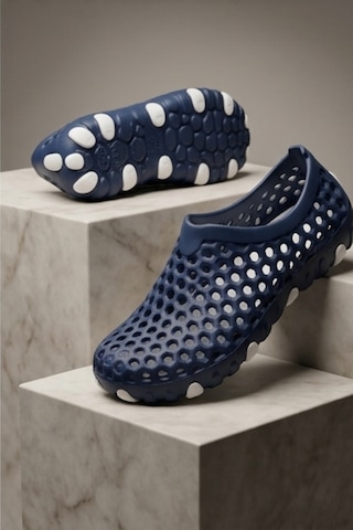 Aqua Wave - Uniseks 36-45 Esnek Lacivert-beyaz Deniz Ayakkabısı Özel Kabartma Kaymaz Tabanlı... Lacivert - Beyaz