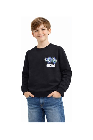 Baglan Erkek Çocuk Önü Arkası Baskılı Sweatshirt Bgl-st05236 Siyah