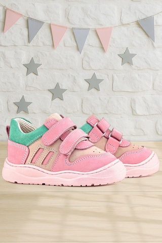 Rakerplus Schaggy Hakiki Deri Pembe Yeşil Bebek Spor Ayakkabı Pembe
