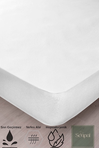 Micro-fitted %100 Sıvı Su Geçirmez Tek-çift Kişilik Full Kenar Çarşaf Yatak Alezi Koruyucu Çocuk Beyaz