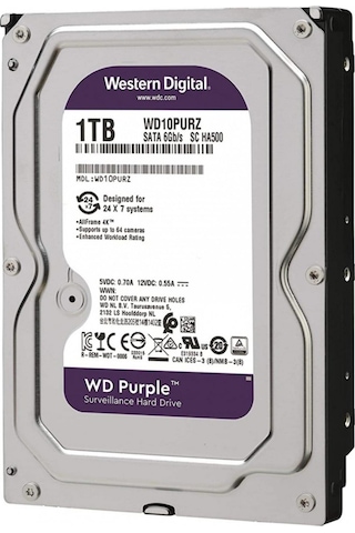 Wd Purple, Wd10purz, 3.5" 1tb, 64mb, 5400 Rpm, 7/24 Güvenlik, Hdd