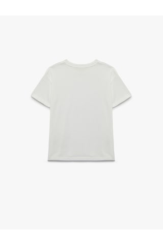 Koton Pamuklu Kısa Kollu Bisiklet Yaka Oversize Tişört Beyaz 6skb10132tk Beyaz