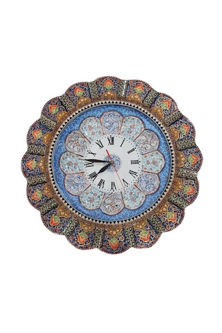 Hatem İşlemesi Luks Duvar Saatı Daire 44 X 44 Cm çok Renkli
