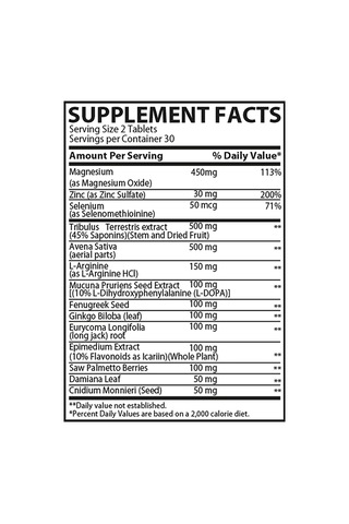 Muscle Rulz Test Booster Tribulus+fenugreek+ginkgo Biloba+zinc 60