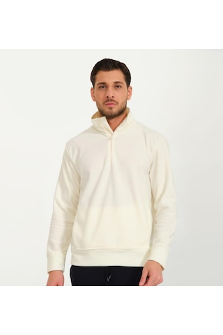 Nors Vanir Basic Yarım Fermuarlı Polar Sweatshirt Ekru 001