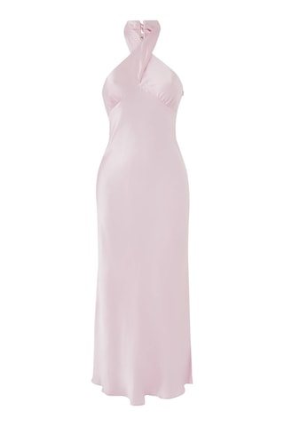 Nobody S Child Novie Halter Yaka Viskon Midi Elbise, Yazlık Şık Ve Zarif Slim Fit Model Pembe