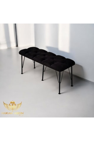 By Hakan Aşkın Metal Ayaklı Babyface Puf & Bench Tekli Baby Face Siyah