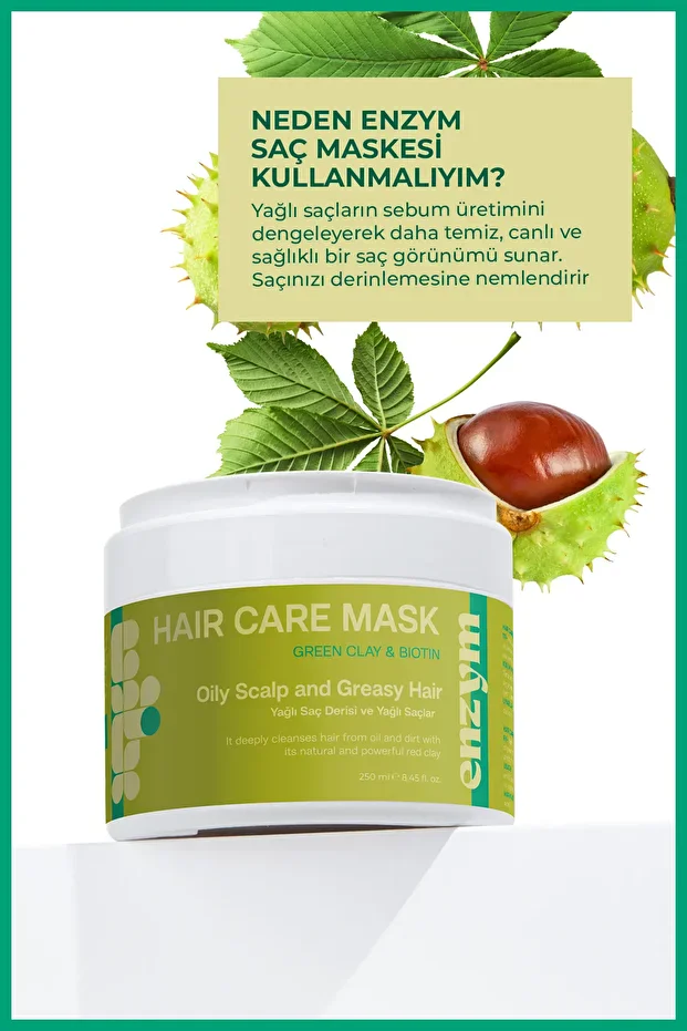 Enzym Cosmetics Yağlı Saç Derisi Ve Yağlı Saçlar İçin Saç Bakım Maskesi 250 Ml
