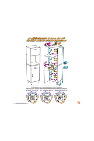 Eliusta Avelin Kapaklı Mini/midi Fırın Dolabı 50 Cm Beyaz Çok Fonksiyonlu 50x163,4x32,5 Cm Mutfak Dolabı Beyaz