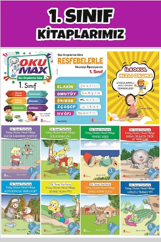 1. Sınıf Okumayı Hızlandıran Eğlenceli Renkli Heceli 11 Kitap