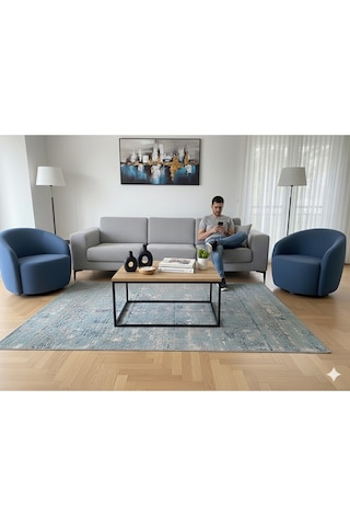 Rafadi Modern Orta Sehpa Salon Oturma Odası Orta Sehpa Metal Ayaklı Atlantik Çam