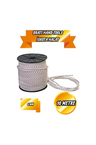 6mm İskota Halat Dağcı Halatı Bağlama İpi Gemici İpi 10 Metre