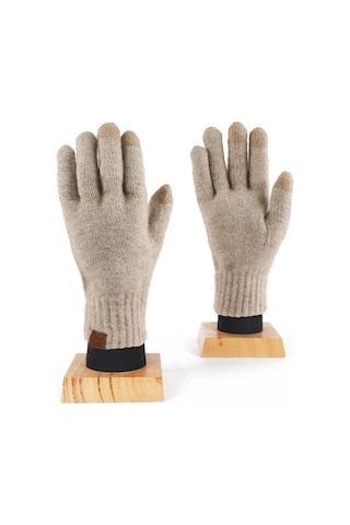 Kadın Sıcak Eldiven: Kış Yün Örme, Dokunmatik-haki Haki