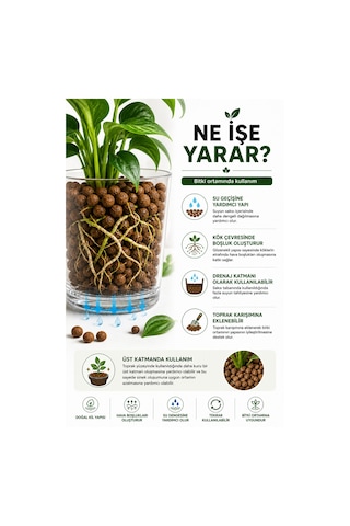 8-16 Mm Kil Bilyesi 3 Litre Orkide, Sukulent, Kaktüs Ve Saksı Bitkileri İçin Drenaj Amaçlı Kullanım 1000