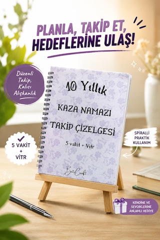10 Yıllık Kaza Namazı Takip Çizelgesi, İslami Planlayıcı, Namaz Takibi Beyaz