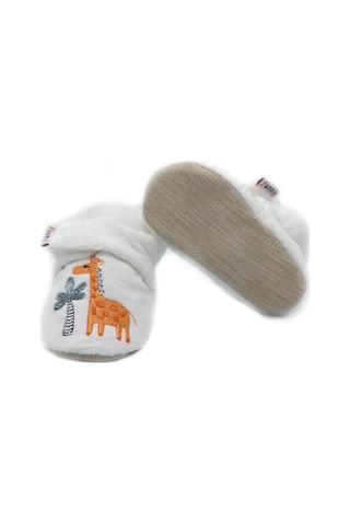 Funny Baby Nakışlı Cıtlı Rahat Panduf Esnek Ergonomik Yumuşacık Taban Özel Tasarım Organik Rahat Hava Alır Yüzey - Ekru