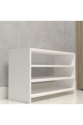 Kenzlife Kapaklı Ayakkabılık Bosnevi Mat Beyaz Suntalam 050 080 30 Oniki Çift Ayakkabı Kapasitesi Arkalıksız Beyaz