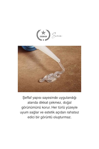 Premium 40 Gr Üniversal Sızdırmaz Şeffaf Tüp Silikon Mutfak Banyo Küvet Kenarı Elastik İzolasyon
