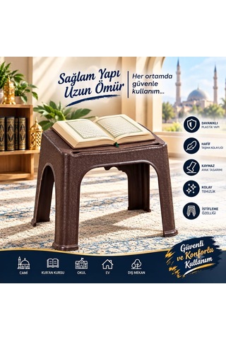Rahle Dayanıklı Hafif Cami Kuran Kursu Okul Ev Dış Mekan Sağlam Plastik Kuran Rahle Kahverengi Ma098 1 Adet