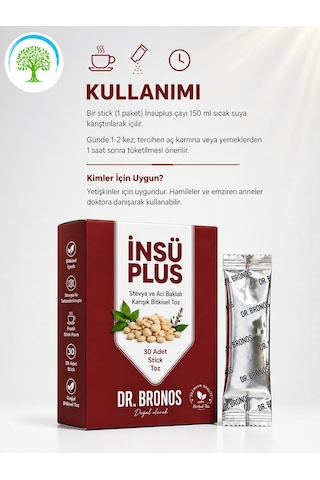 Çareburada Dr. Bronos İnsü Plus Stevya Ve Acı Baklalı Karışık Bitkisel Toz 30 Stick