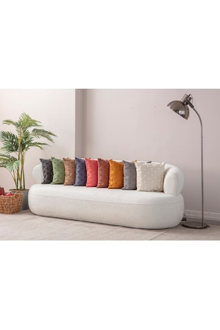 Swita Home Dekoratif Puantiye Keten Kumaşlı Kırlent Kılıfı 30x50 Lacivert