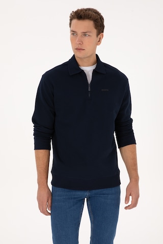 U.S. Polo Assn. Erkek Regular Fit Yarım Fermuarlı Şardonlu Lacivert Basic Sweatshirt 50313783-VR033