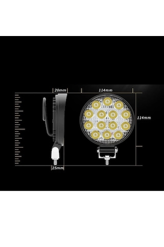 Point Off Road 14 Led 42 Watt Yuvarlak Traktör Tır Kamyon Tekne Sis Farı Projektör Çalışma Lambası 1 Adet