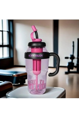 Bıgmug Ice Cream Tritan Pipetli Suluk Detoks Matara 1300 Ml Siyah