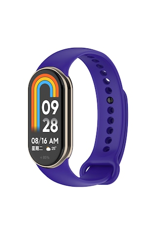 Xiaomi Mi Band 8 Serisi Klasik Kordon Silikon Strap Kayış-mor