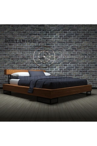 Noz Doğal Ağaç Karyola Tek Kişilik-120x200 Cm- Açık Ceviz Renk