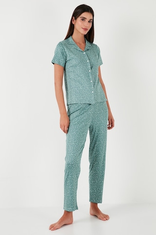 Lela Regular Fit Gömlek Yaka Kısa Kollu Bayan Pijama Takımı 65780124 Mint
