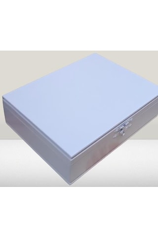 Hobi Adn Dekoratif Makyaj Kutusu Bölmeli Klipsli Parlak Beyaz Model El Yapım