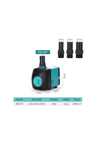 Cbtx Eb-307 50w Akvaryum Dalgıç Su Pompası Çeşme Filtresi Balık Göleti, Ab Tak