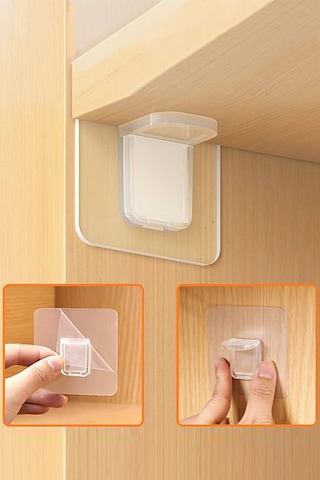 8 Adet Yapışkanlı Raf Destek Aparatı Dolap Raf Tutucu Sabitleyici Klips Askı 8li Çok Renkli