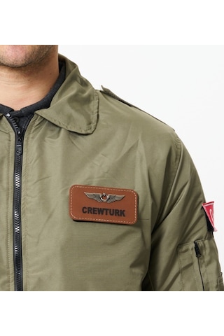 Crew Turk Syk88h Yakalı Pilot Montu Kumas Haki