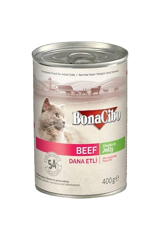 BonaCibo Jöleli Dana Etli Konserve Yetişkin Kedi Maması 6 x 400 G