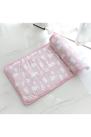 Wezone Kediler Ve Köpekler İçin Buz İpi Serinletici Yastıklı Yatağı - Kaymaz Tabanlı, Makine Yıkama Uygun, Pembe Ayı Desenli, S Boyutu 60x40cm Siyah