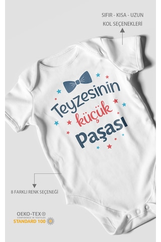 Morivokids Teyzesinin Küçük Paşası Kısa Kollu Bebek Body Beyaz
