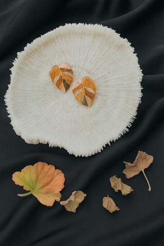 Sonbahar Yaprak Küpe Pirinç Kaplama Çok Renkli